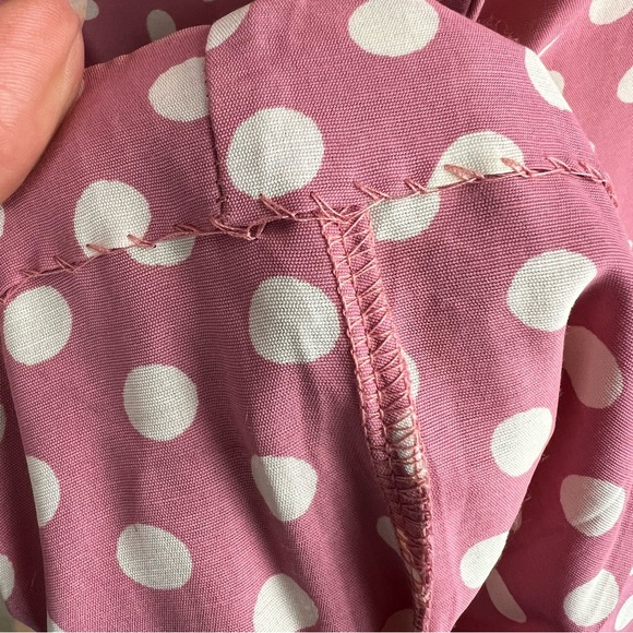 Vintage Women's Size M Bust 36 inches Sleeveless Pink and White Polka Dot Dress - Picture 6 of 7